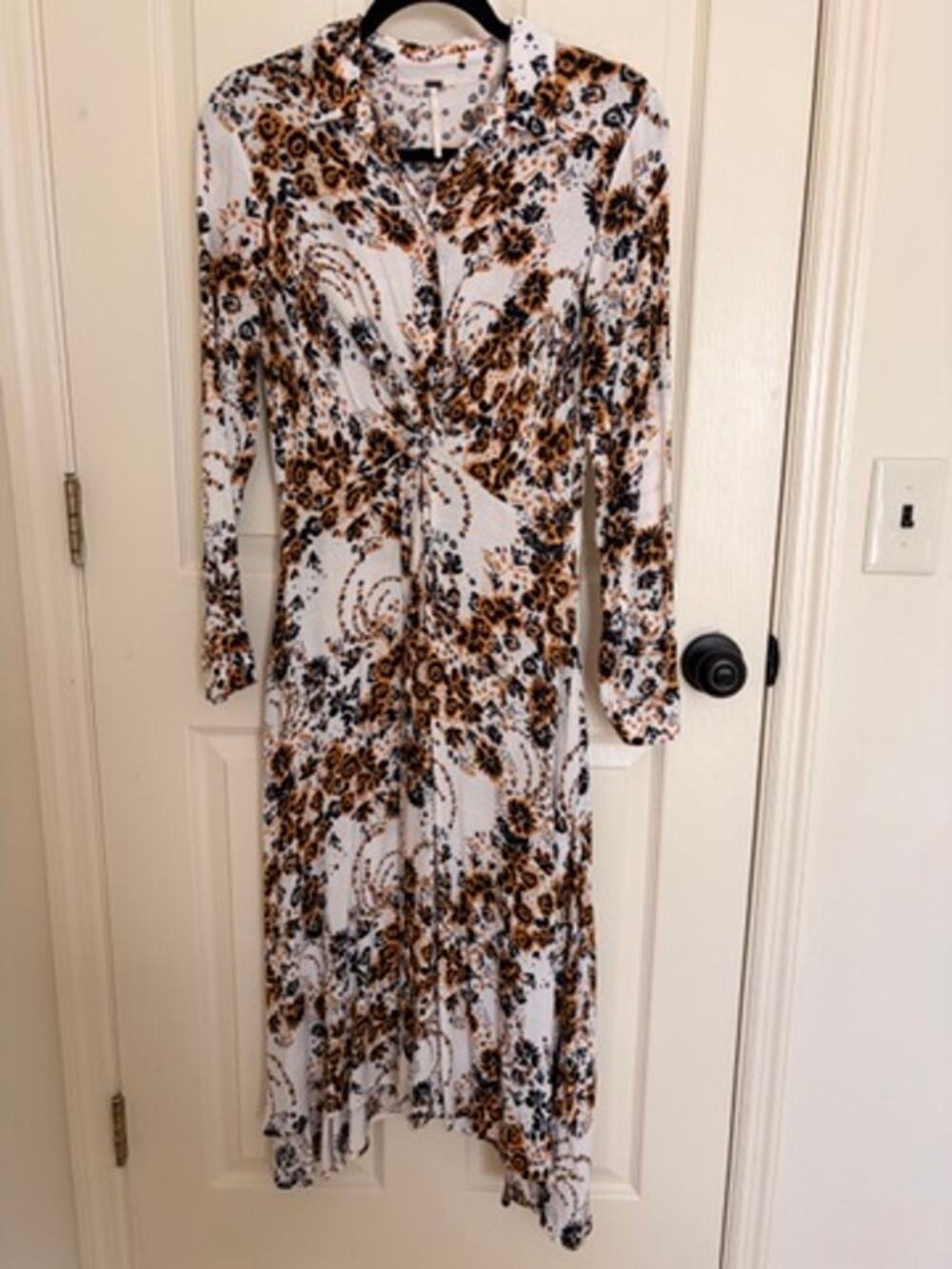 Free People Floral Paisley Wrap Midi Dress Long Sleeve size2